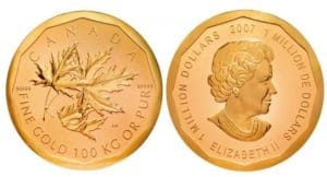 8. $1 Million Gold Canadian Maple Leaf (2007)